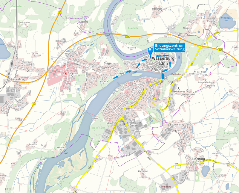 Wasserburg am Inn Anfahrtskarte Wasserburg am Inn Anfahrtskarte